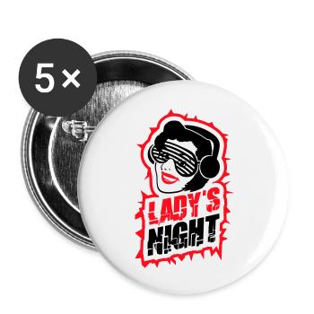Ladies Night Fun Retro DJ Woman Face Girls Evening - Buttons large 2.2''/56 mm (5-pack) - white - Front