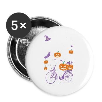Gruseliges Halloween-Fahrradthema - Buttons groß 56 mm (5er Pack) - Weiß - Vorne