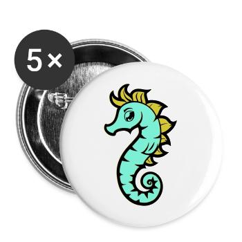 seepferd seepferdchen comic - Buttons groß 56 mm (5er Pack) - Weiß - Vorne