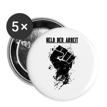 Héros du poing du travail Noir - Lot de 5 grands badges (56 mm) - blanc - Devant