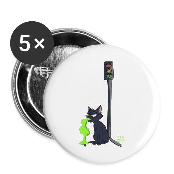 Sick Cat Viazoo - Buttons groß 56 mm (5er Pack) - Weiß - Vorne