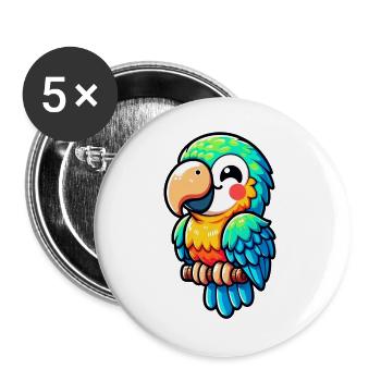 Perroquet - Lot de 5 grands badges (56 mm) - blanc - Devant