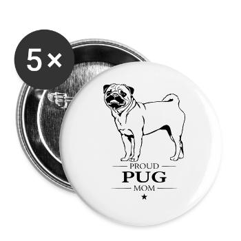 Carlin Maman Chien Carlin Carlin Wilsigns - Lot de 5 grands badges (56 mm) - blanc - Devant