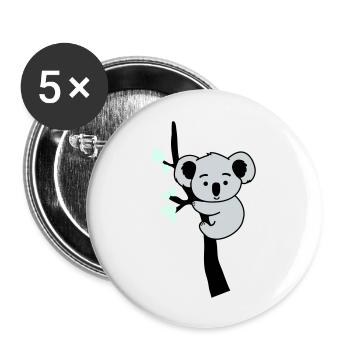 Koala Ours Bande Dessinée Arbre - Lot de 5 grands badges (56 mm) - blanc - Devant