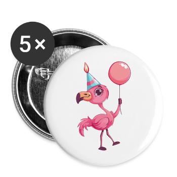 Bande dessinée d’anniversaire Flamingo - Lot de 5 grands badges (56 mm) - blanc - Devant