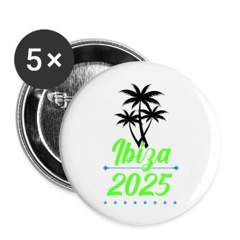 Ibiza 2025 - Buttons groß 56 mm (5er Pack) - Weiß - Vorne