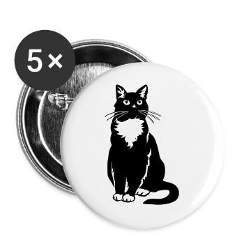 Smoking Chat - Lot de 5 grands badges (56 mm) - blanc - Devant