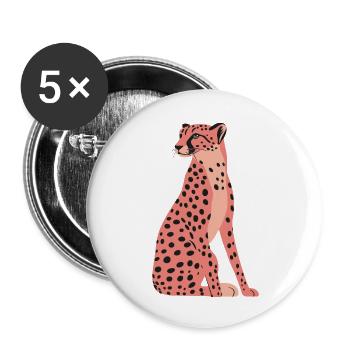 Pink Cheetah - Buttons large 2.2''/56 mm (5-pack) - white - Front