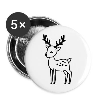 Weihnachtsrentiere - Buttons groß 56 mm (5er Pack) - Weiß - Vorne