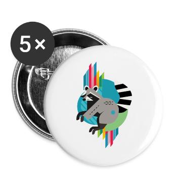 Raccoon – Modern and colorful color palette - Buttons large 2.2''/56 mm (5-pack) - white - Front