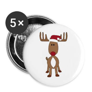 Motif orignal avec chapeau de père Noël - Lot de 5 grands badges (56 mm) - blanc - Devant