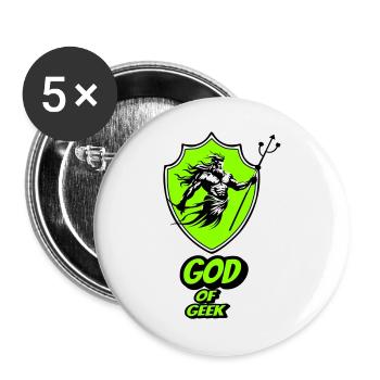 Gott des Geeks - Buttons groß 56 mm (5er Pack) - Weiß - Vorne