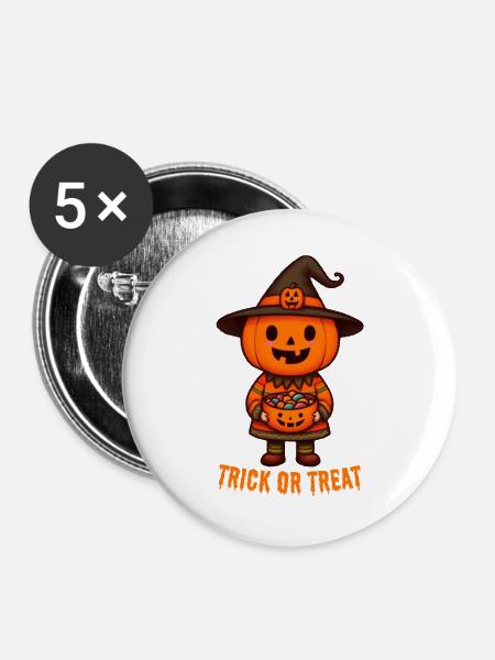 Süßes oder Saures, Halloween - Buttons groß 56 mm (5er Pack) - Weiß