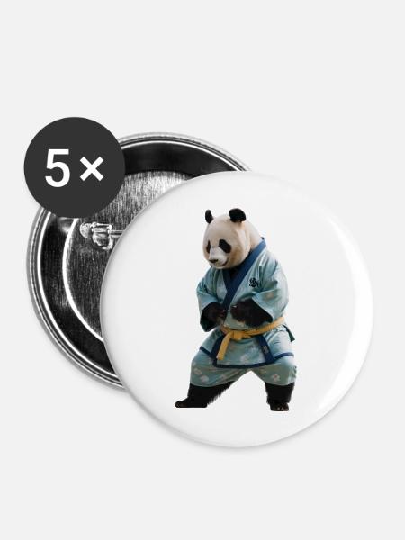 Sportlicher Panda - Buttons groß 56 mm (5er Pack) - Weiß
