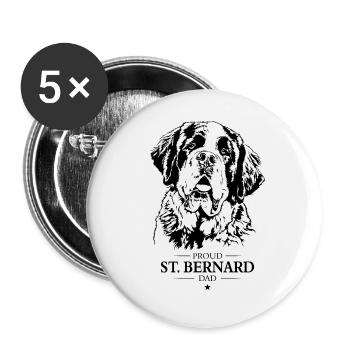 St Bernard Dad Dogs Dog Saint Bernard Wilsigns - Buttons large 2.2''/56 mm (5-pack) - white - Front