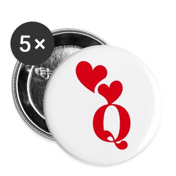 Buchstabe q rotes Herz - Buttons groß 56 mm (5er Pack) - Weiß - Vorne