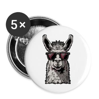 Funny Llama Alpaca - Buttons large 2.2''/56 mm (5-pack) - white - Front
