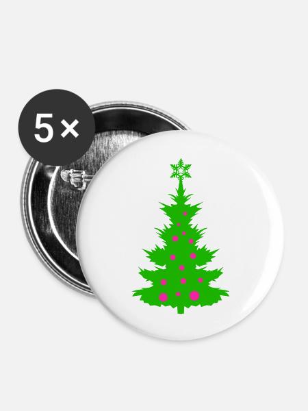 Weihnachtsbaum - Buttons groß 56 mm (5er Pack) - Weiß
