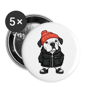 Dogo Argentino Dog Winter - Buttons large 2.2''/56 mm (5-pack) - white - Front