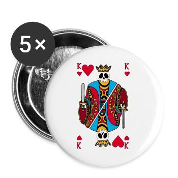 Schädel des Königs der Herzen - Buttons groß 56 mm (5er Pack) - Weiß - Vorne