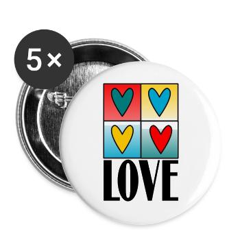 HERZ. PAPA. MAMA. NOEL. WEIHNACHTEN. Junggesellinnenabschied. BEBE. KIND. - Buttons groß 56 mm (5er Pack) - Weiß - Vorne