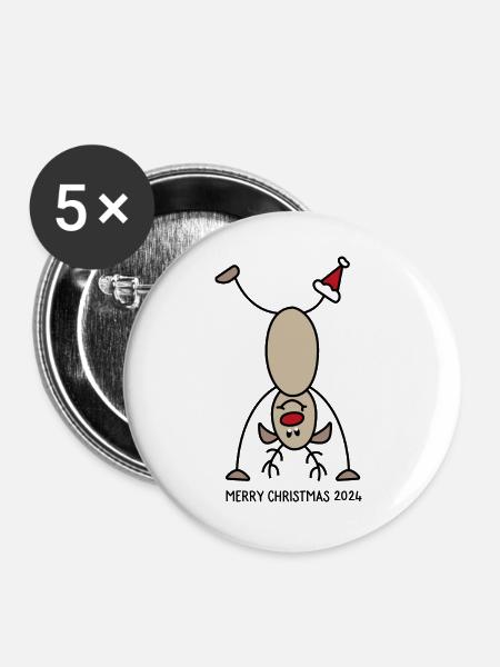 christmas 2024 - Buttons groß 56 mm (5er Pack) - Weiß