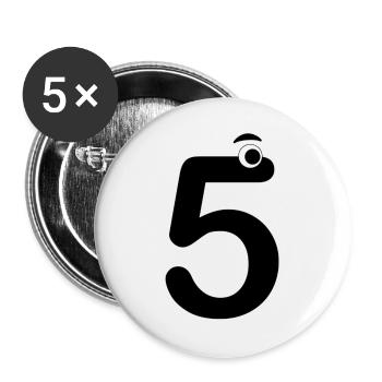 Number Five 5 Kids Birthday Learn Math - Buttons large 2.2''/56 mm (5-pack) - white - Front