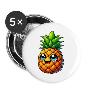 Ananas - Lot de 5 grands badges (56 mm) - blanc - Devant
