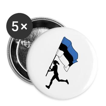 Flag Estonia woman running - Buttons large 2.2''/56 mm (5-pack) - white - Front