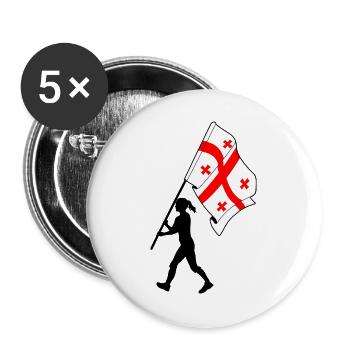 Drapeau Géorgie femme marchant - Lot de 5 grands badges (56 mm) - blanc - Devant