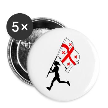 Flag Georgia Woman Running - Buttons large 2.2''/56 mm (5-pack) - white - Front