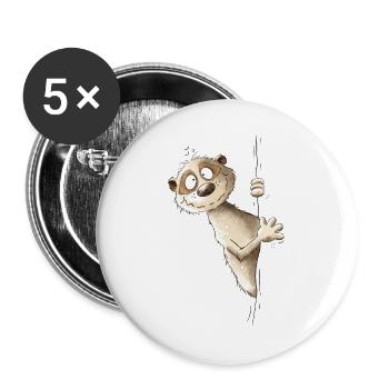Droll Meerkat I Wild Animals - Buttons large 2.2''/56 mm (5-pack) - white - Front