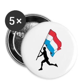 Drapeau Luxembourg homme en course - Lot de 5 grands badges (56 mm) - blanc - Devant