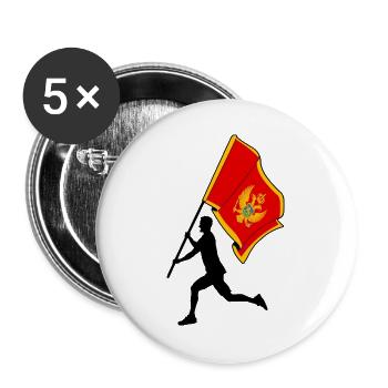 Flagge Montenegro Mann läuft - Buttons groß 56 mm (5er Pack) - Weiß - Vorne