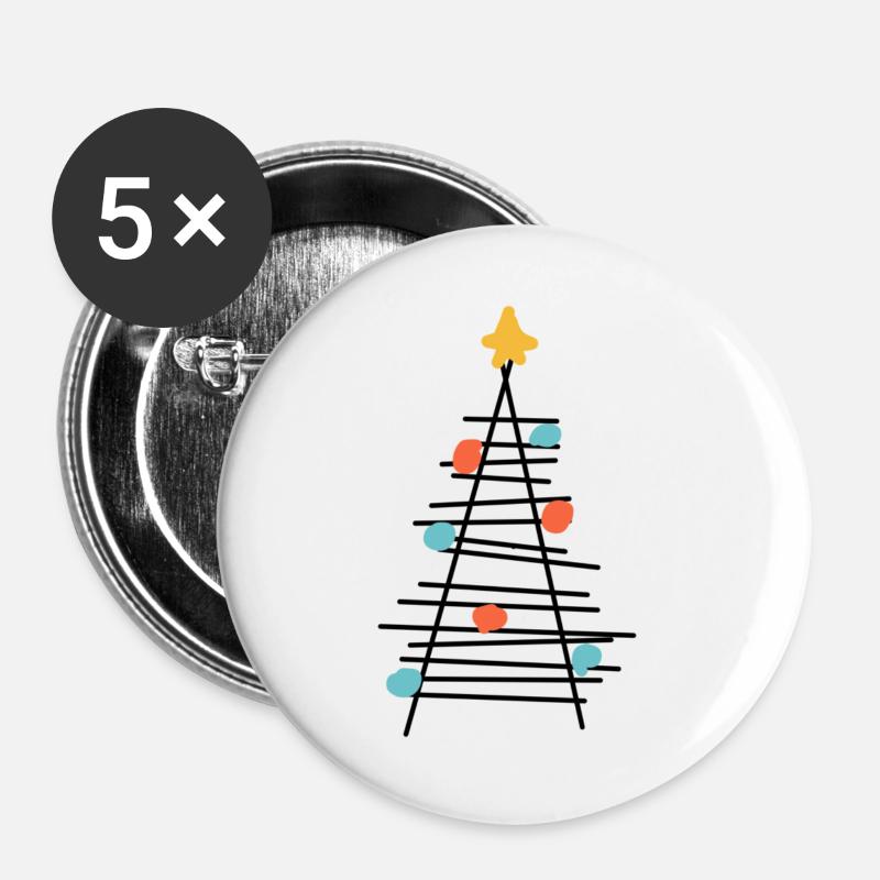 Farbenpunkt Baum Minimalismus - Buttons groß 56 mm (5er Pack) - Weiß