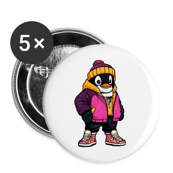 Penguin Mode Hiver - Lot de 5 grands badges (56 mm) - blanc - Devant