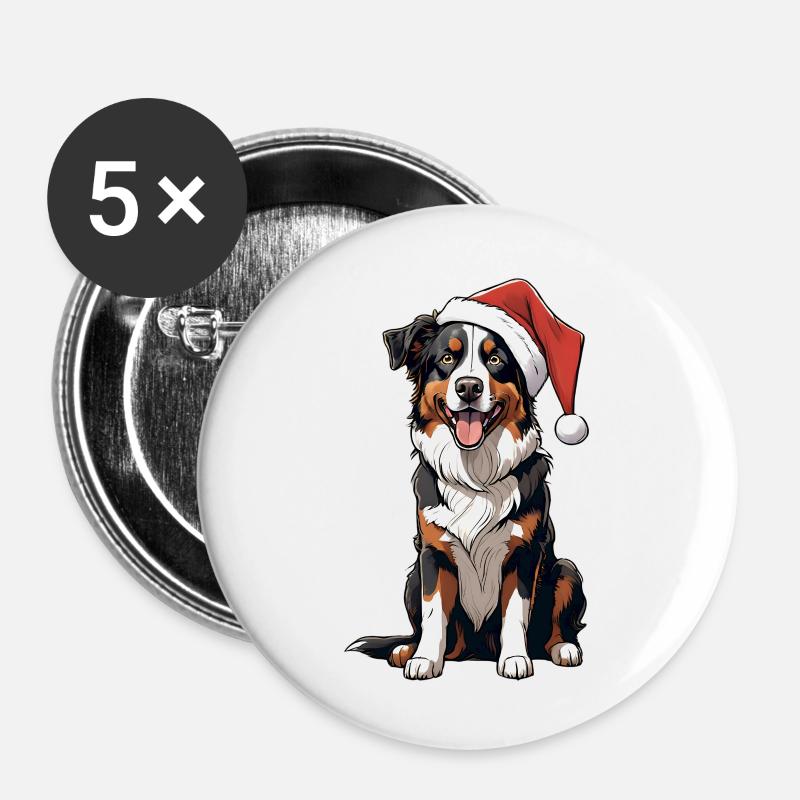 Australian Shepherd Christmas - Buttons large 2.2''/56 mm (5-pack) - white