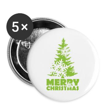 Weihnachten Tanne Weihnachtsbaum Schnee Flocke - Buttons groß 56 mm (5er Pack) - Weiß - Vorne