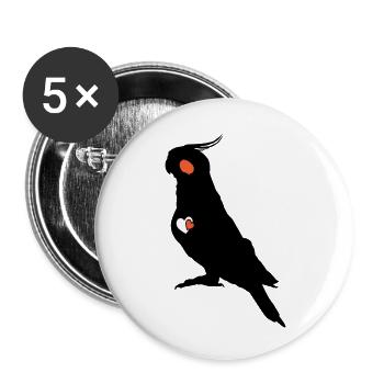 Cockatiel Lover - Buttons large 2.2''/56 mm (5-pack) - white - Front