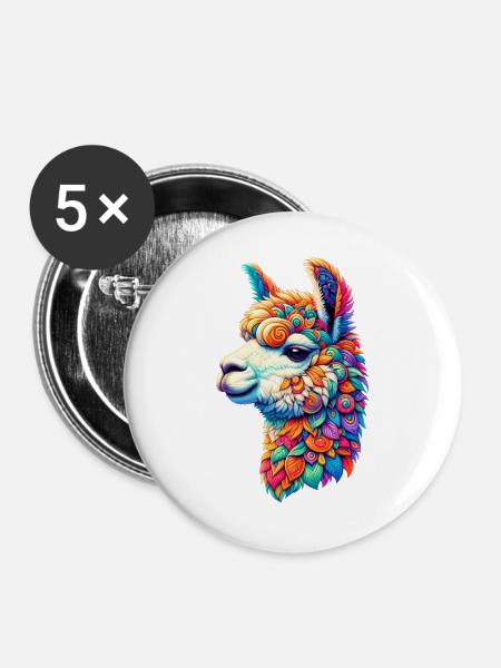 Alpaka - Buttons groß 56 mm (5er Pack) - Weiß