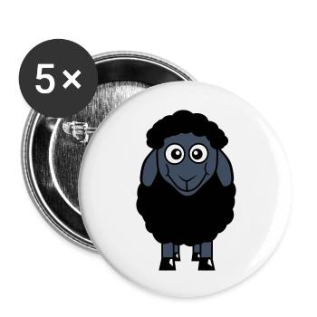 mouton noir petit mignon mignon agneau cool bande dessinée - Lot de 5 grands badges (56 mm) - blanc - Devant