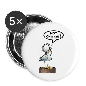 Seagull Speech Bubble Hot Chicken - Buttons large 2.2''/56 mm (5-pack) - white - Front