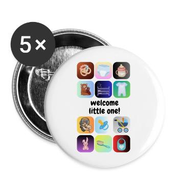 welcome little one - Baby Symbols - Buttons large 2.2''/56 mm (5-pack) - white - Front