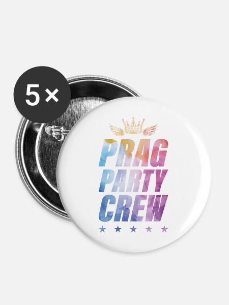 Prag Party Crew - Buttons groß 56 mm (5er Pack) - Weiß