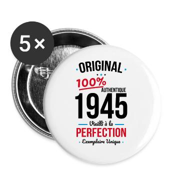 80th Anniversary - Original 1945 - Buttons large 2.2''/56 mm (5-pack) - white - Front