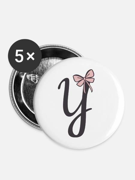 Anfangsbuchstabe Y Schleifchen - Buttons groß 56 mm (5er Pack) - Weiß