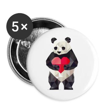 Panda with Heart – A Symbol of Love and Harmony - Buttons large 2.2''/56 mm (5-pack) - white - Front