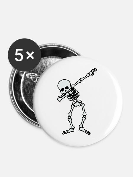 skull dabbing - Buttons groß 56 mm (5er Pack) - Weiß