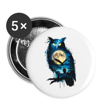 Niedliche Eule als Zauberer für einen Eulen Fans - Buttons groß 56 mm (5er Pack) - Weiß - Vorne