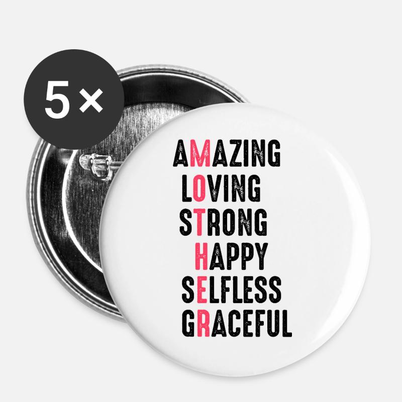 Motivational Power Lettering Design - Buttons large 2.2''/56 mm (5-pack) - white